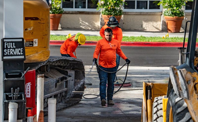 The renovation of Palm Beach's only gas station at the intersection of South County Road and Australian Avenue is underway.