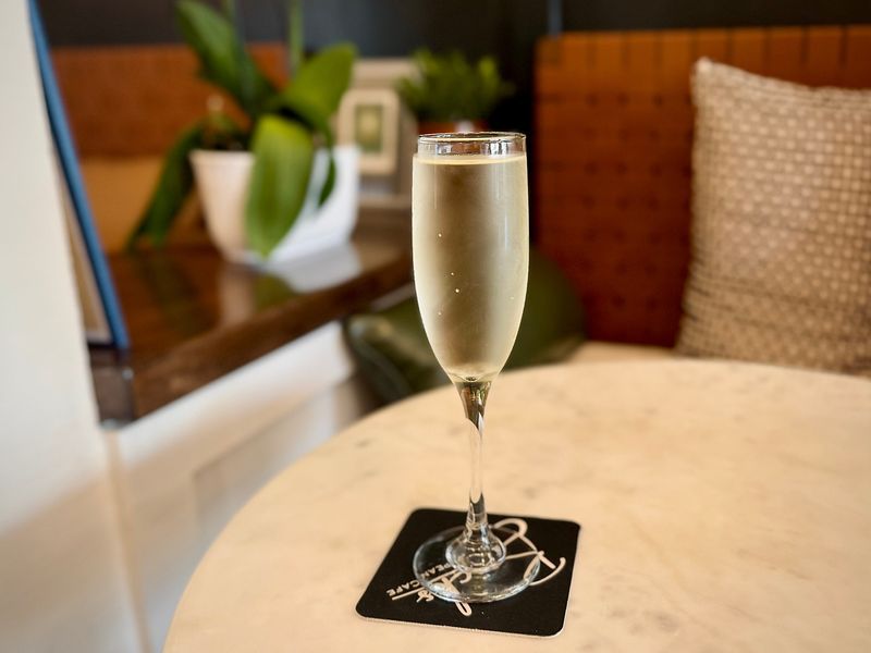 A glass of prosecco from Bricks European Café in New Smyrna Beach.