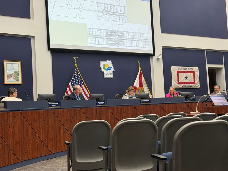 The Flagler Board of County Commissioners meets during a regular session on July 13, 2026.