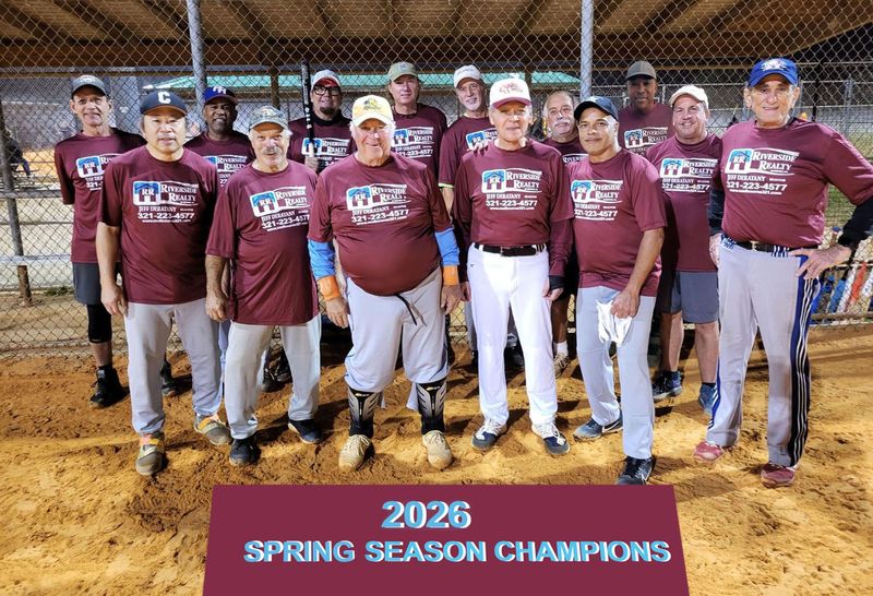 The Brevard Super Senior Softball League championship team Riverside Realty. They are, front row from left: Donald Hom, Dave Cosumano, Ira Newman, Guillermo Gonzalez, Eddie Gonzalez, Brian Normandin and Dan Deratany. Back row: Ron Winarski, Victor Cordero, Team Manager Edgar Dommar, John Culligan, Derek (Grumpy) Descovich, Steve Colantonio and Daren Rolle   .