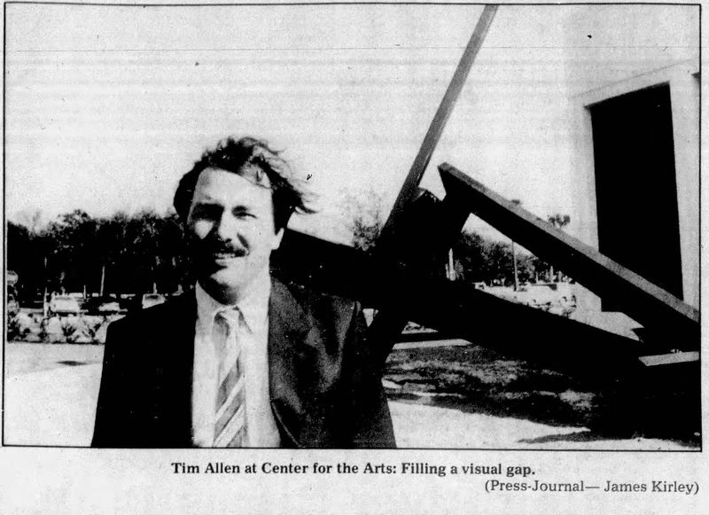 Tim Allen, former executive director of the Center for the Arts, stands near “Trevan’s Arch,” created by Canadian artist Haydn Davies near the north entrance of the building from a Jan. 25, 1986 Indian River Press Journal article.