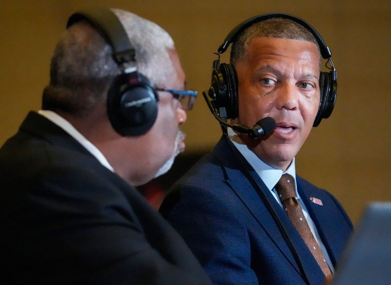 SWAC Commissioner Charles McClelland is interviewed during the SWAC Football Media Day in Birmingham, Ala., on Wednesday July 15, 2026.