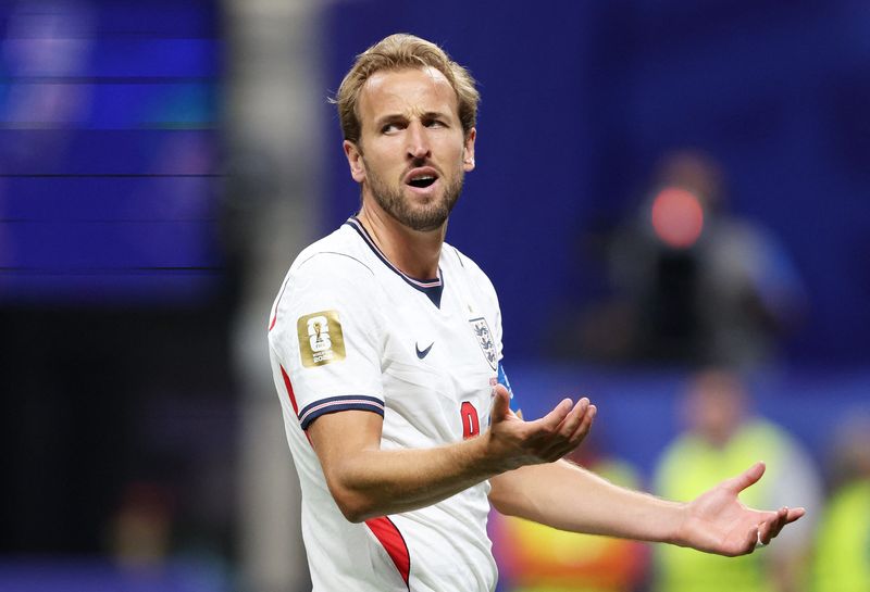 July 15, 2026; Atlanta, Georgia, U.S.; England's Harry Kane reacts.  Mandatory Credit: Brett Davis-Imagn Images
