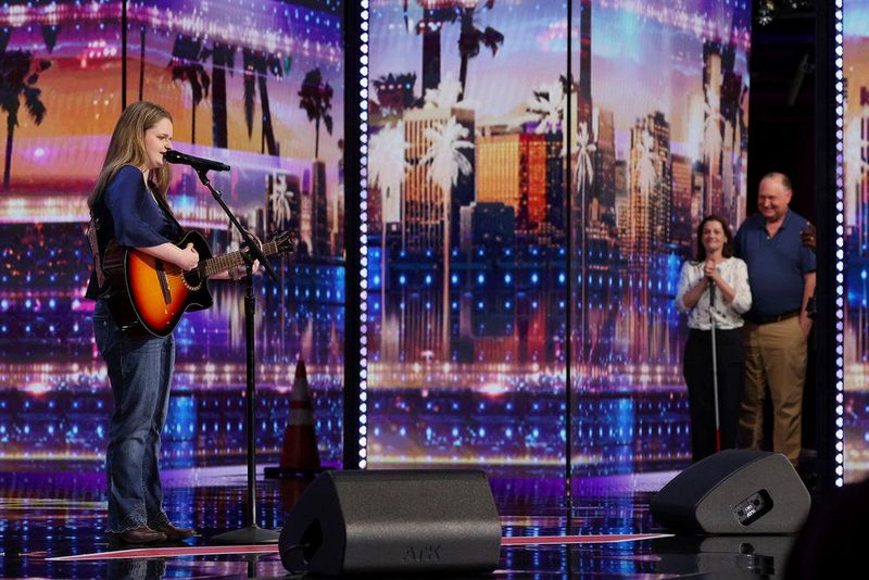 Naples, Florida, native Sarah Hardwig auditions July 21 on NBC's "America's Got Talent" as her parents, Greg and Susan Hardwig, watch from the side of the stage.
