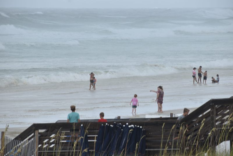 People gathered at the new Tarpon Beach Gulf Front Park in Destin on July 21 to watch as the Gulf of America churned up due to Tropical Storm Bertha.