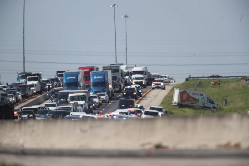 A large law enforcement presence is working an incident on I-75 just south of Alico Road in Fort Myers on Wednesday, July 22, 2026. Members of the Florida Highway Patrol, Lee County Sheriff’s and more are investigating.