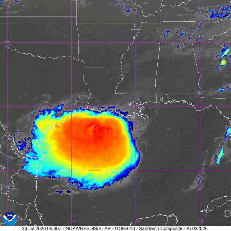 Radar loop of Tropical Storm Bertha 8 a.m. July 23, 2026.