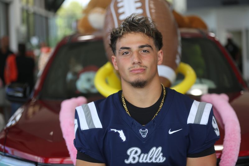 Parrish Community's Ty Baker at the Suncoast Gridiron Media Day at Carroll Buick GMC on July 24, 2026