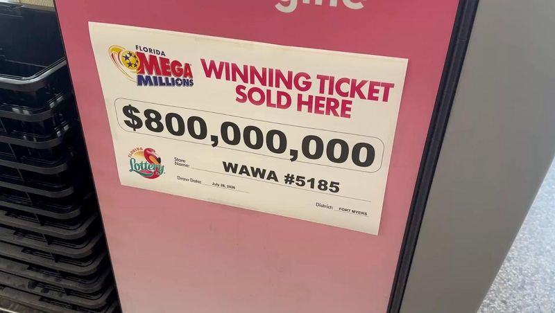 The Wawa at 14510 State Road 70 E. in Bradenton, near Sarasota, sold the lone winning ticket for the July 28, 2026, Mega Millions drawing worth $800 million, Florida Lottery officials said.