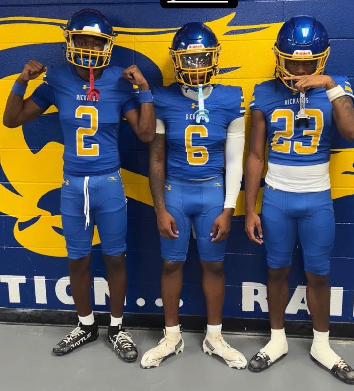 Rickards football team shows off their new uniforms after winning yhr $50,000 Home Turf Takeover contest on Thursday, July, 30, 2026.