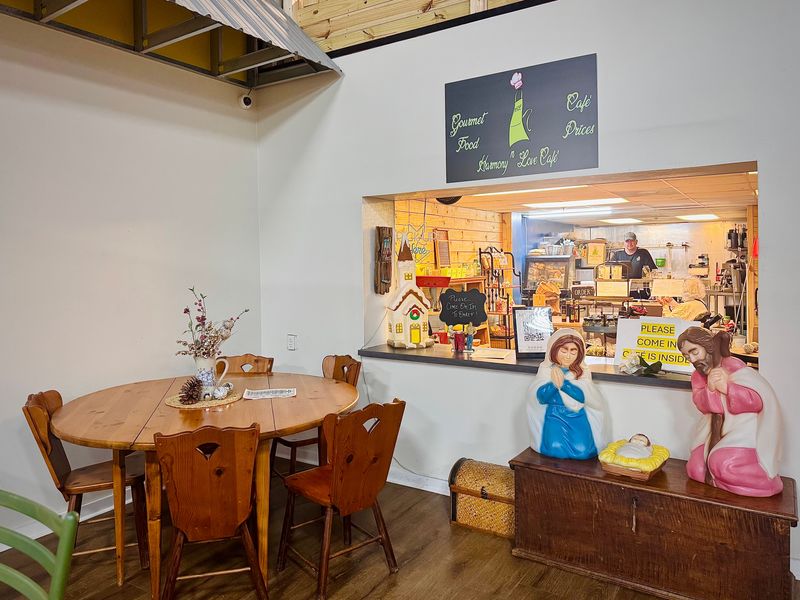 A look at Harmony n Love Café, located in the back left corner of Vault 44, an antique marketplace in DeLand.