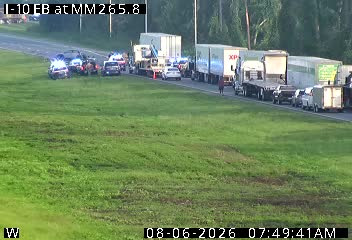 An I-10 traffic camera shows the scene on Interstate 10 after a significant crash closed the road for hours.