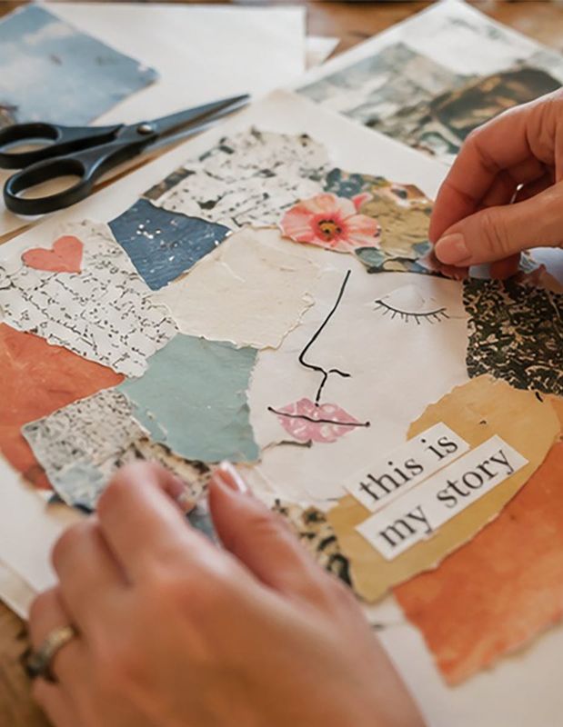Throughout the “Beyond the Mirror” workshop, participants will build a layered self-portrait that represents different aspects of who they are.