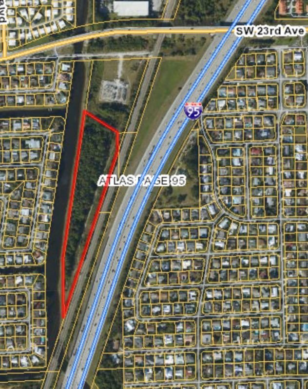 Map shows land owned by the City of Boynton Beach, highlighted in red, where city officials want a new police shooting range and training complex built.