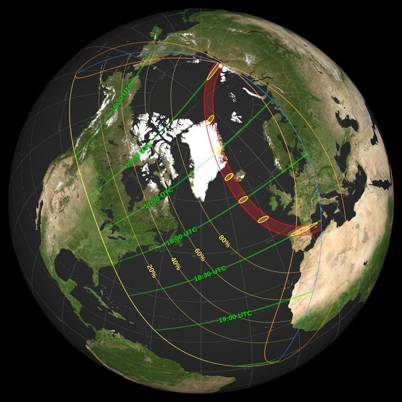 Visibility of total solar eclipse happening Aug. 12, 2026.