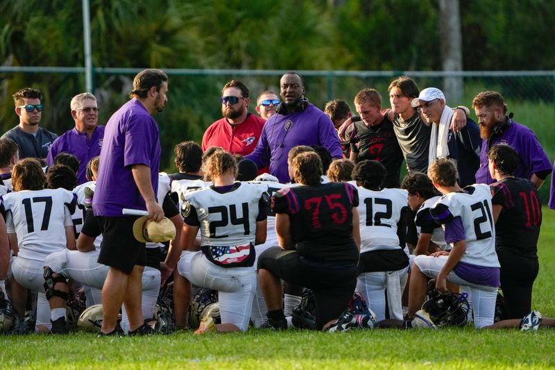 Master’s Academy hosts Okeechobee in a high school football scrimmage, Aug. 7, 2026, in Vero Beach.