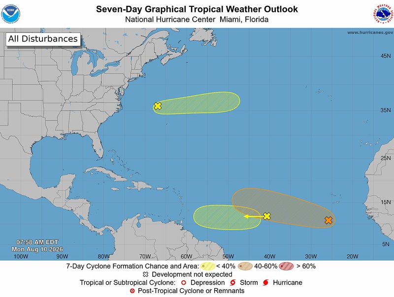 Tropical conditions 8 a.m. Aug. 10, 2026.