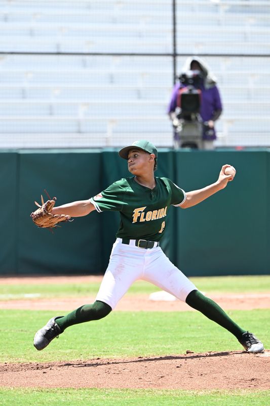 Chaires-Capitola Little League pitcher Xavier Schenck delivers against Phenix City, Alabama at the 2026 Little League World Series Southeast regional tournament Aug. 9, 2026. Chaires lost 8-5, then was eliminated the next day in a loss to Nolensville, Tennessee.