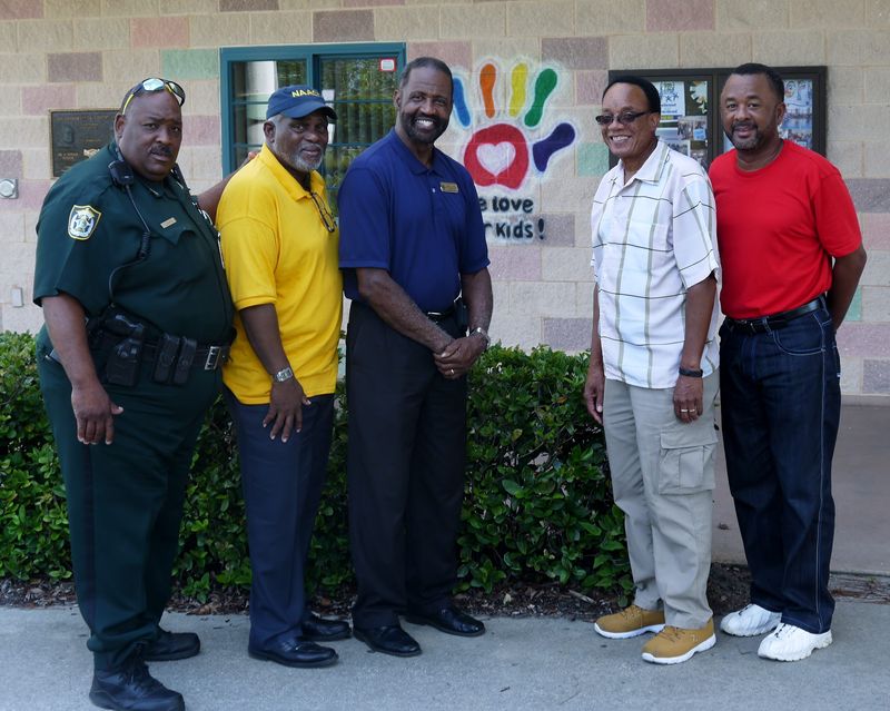 In 2016, the five "pillars" of the Gifford community (from left) Indian River County Sheriff's Deputy Teddy Floyd, Tony Brown of the NAACP, Freddie Woolfork of the GYAC, the Rev Benny Rhyant of the Pastors Association, and Joe Idlette III from the Progressive Civic League of Gifford.
