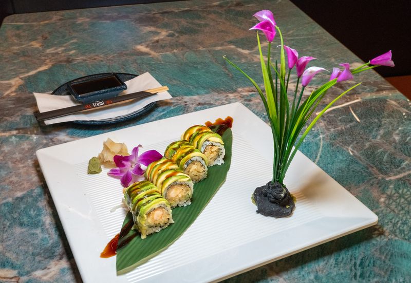 A Dragon Roll at the new Izumi Sushi & Hibachi restaurant on Airport Boulevard in Pensacola on Aug. 11, 2026.