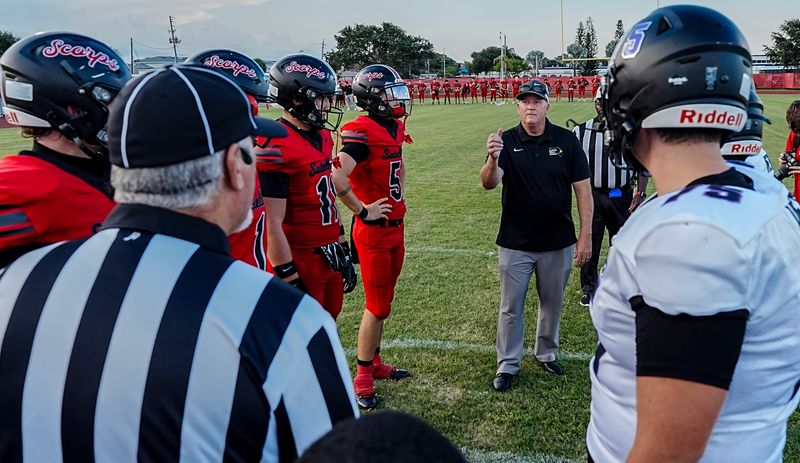 Brevard Schools Superintendent Dr. Mark J. Rendell does the coin toss for the game between Space Coast and Satellite in their first game of the season August 13, 2026. Craig Bailey, FLORIDA TODAY via USA TODAY NETWORK