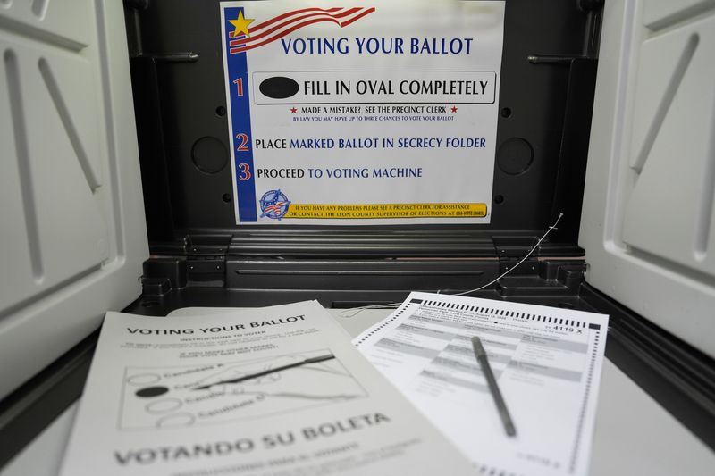 A ballot for the Primary Election in a voting booth Friday, Aug. 14, 2026.