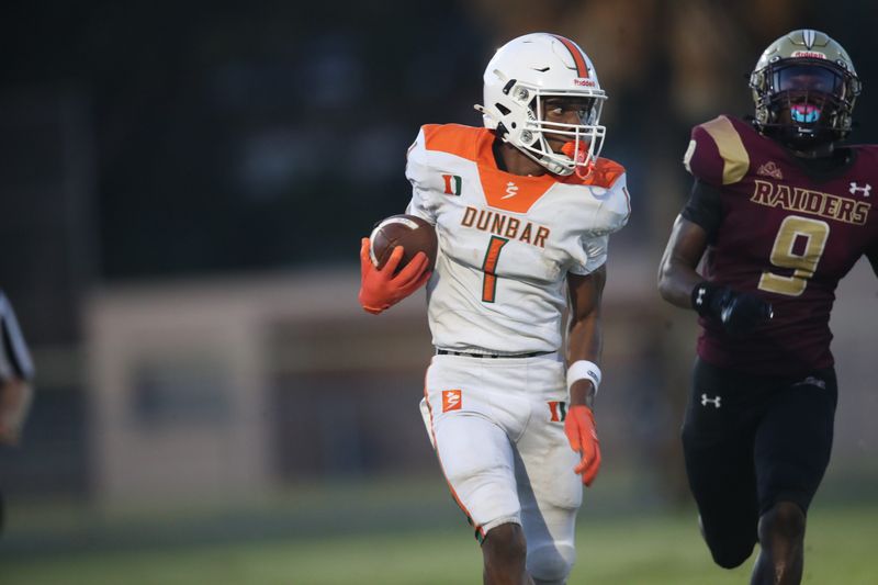 Action from a preseason game between Riverdale High School and  Dunbar High School at Riverdale on Friday, Aug. 14, 2026.