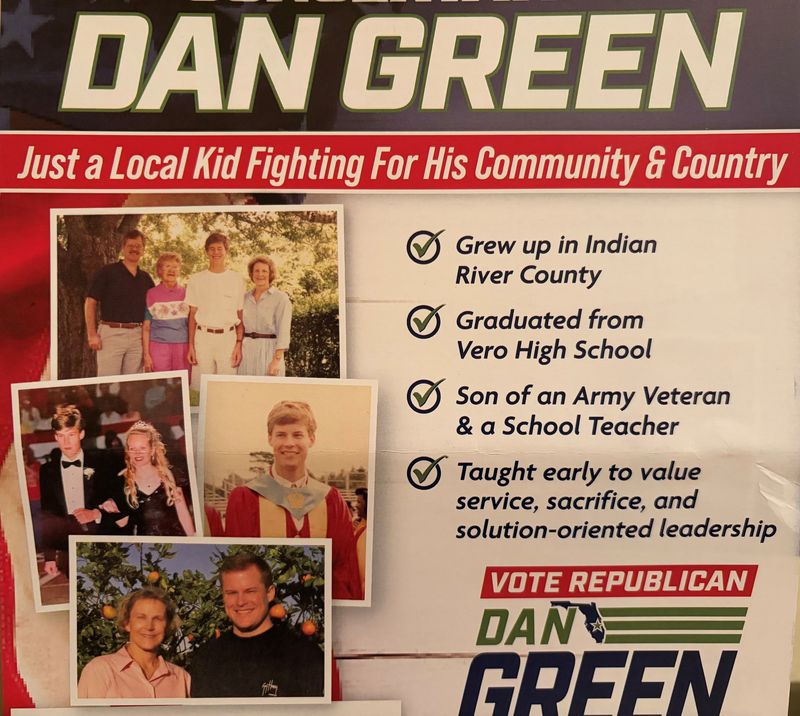 Some of Dan Green's mailers during the 2026 Republican primary for U.S. House District 9 touted his hometown ties to Indian River County.