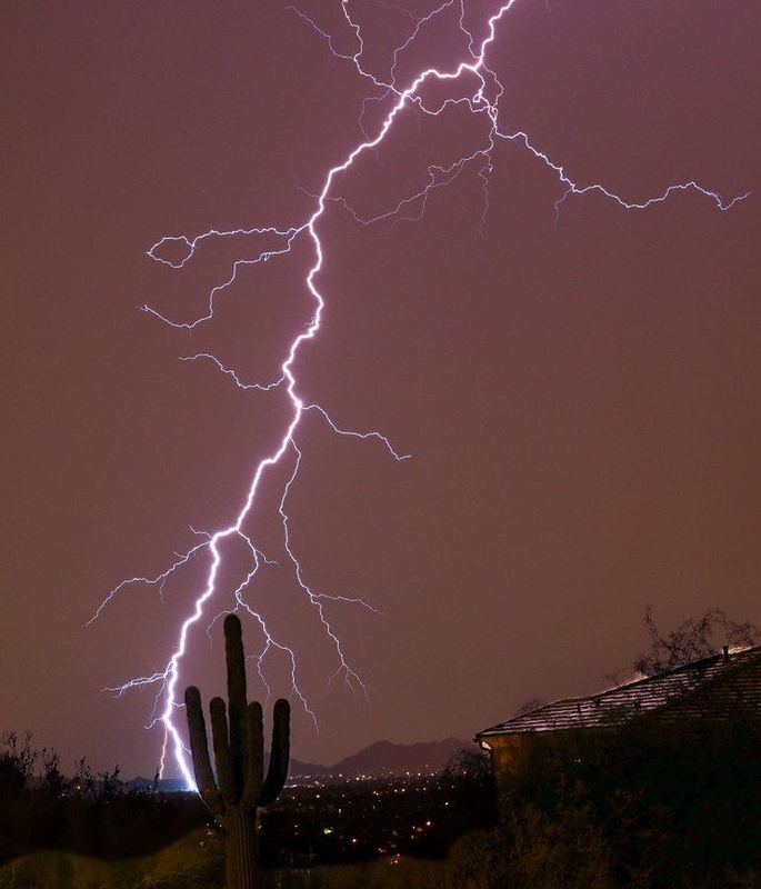 Sean Voysey captures a lightning strike from North Scottsdale during storms late Aug. 19, 2026.