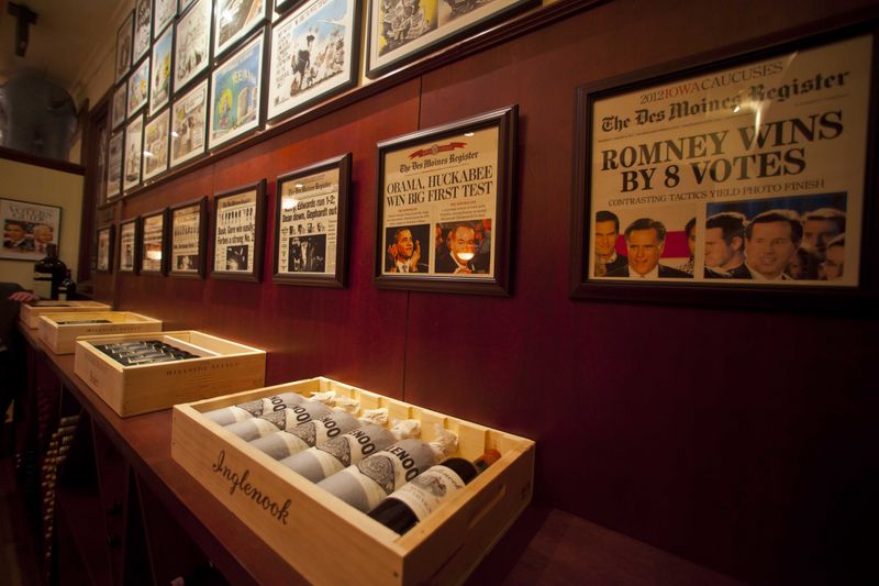 Maturing wines on display in the Caucus Room at 801 Chophouse.