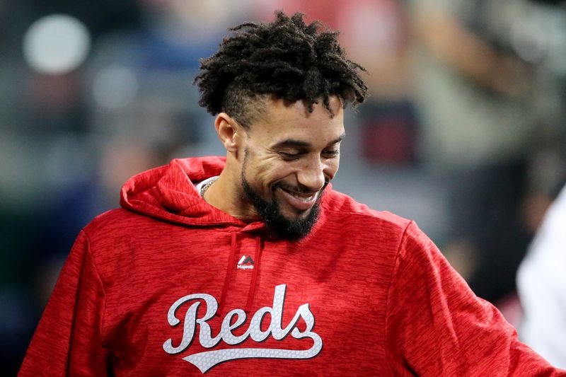 Cincinnati Reds center fielder Billy Hamilton is shown during a 2018 game vs. the Los Angeles Dodgers at Great American Ball Park in Cincinnati.