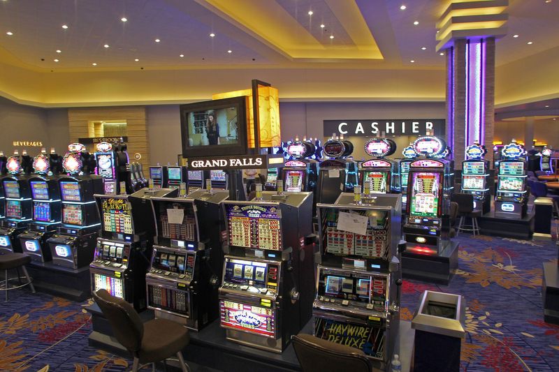 Slot machines on the main floor at the Grand Falls Casino Resort located in northwest Iowa.