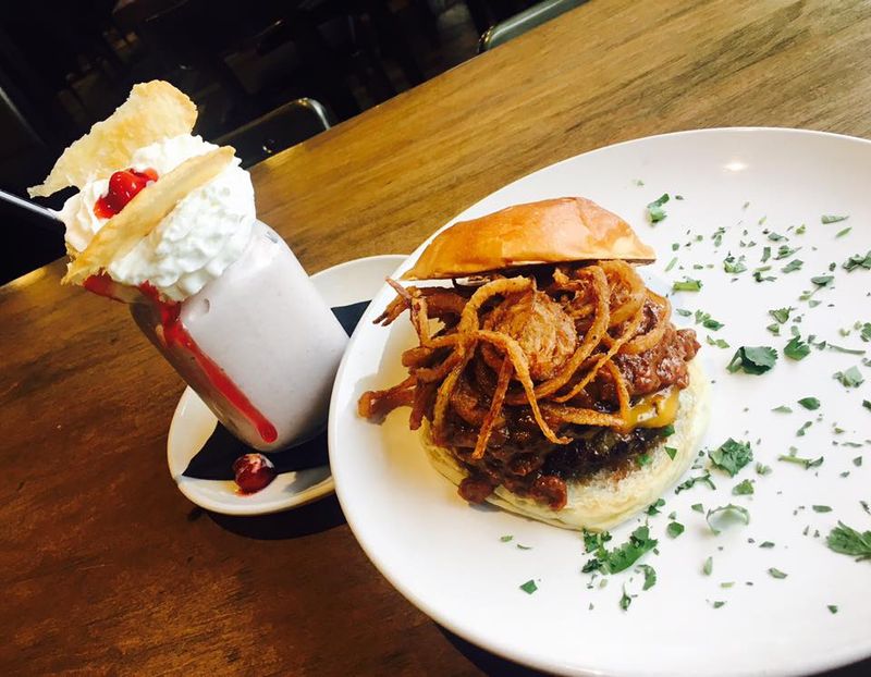 A burger and milkshake from Central Standard Craft Beer & Burgers.
