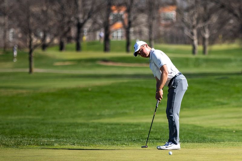 Iowa's Matthew Walker putts during the first round of the Hawkeye Invitational, Saturday, April 20, 2019, at Finkbine Golf Course in Iowa City, Iowa.