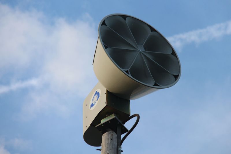 An outdoor warning siren in Perry.
