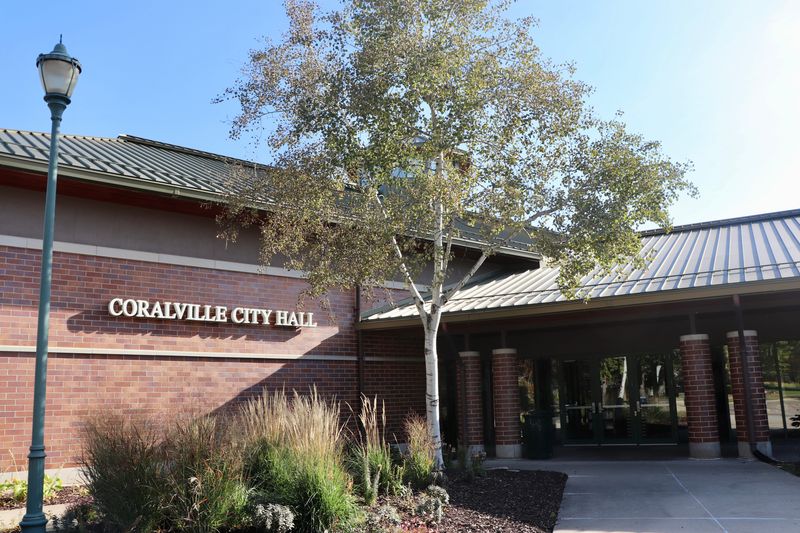 A general view of Coralville City Hall as seen on Tuesday, Oct. 17, 2023.