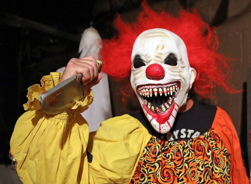 A scary creature welcomes visitors to the haunted house in the basement of Linn’s Supermarket on Friday, Oct. 20, 2023, and located at 3805 Sixth Ave. in Des Moines.