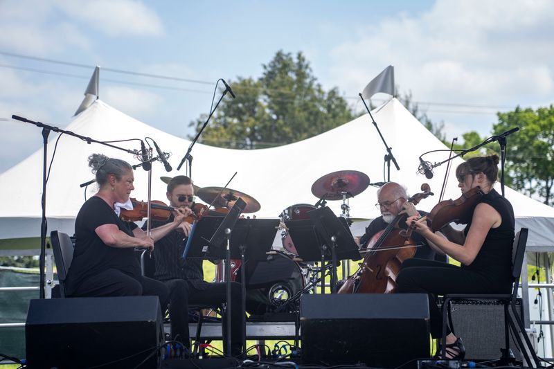 Belin Quartet performs on the People's Stage during 80/35 Music Festival at Water Works Park on Saturday, July 13, 2024, in Des Moines.