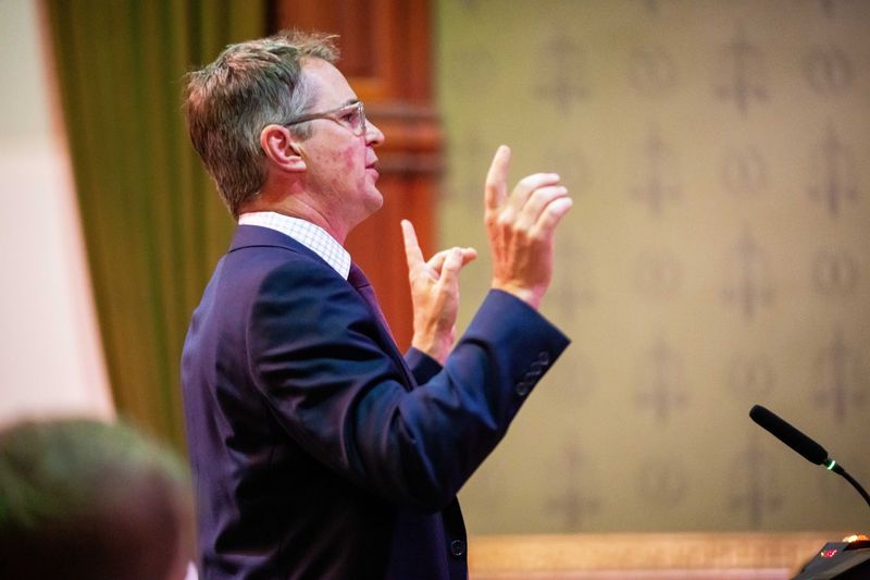 Attorney Brian Jorde addresses the Iowa Supreme Court in 2024.