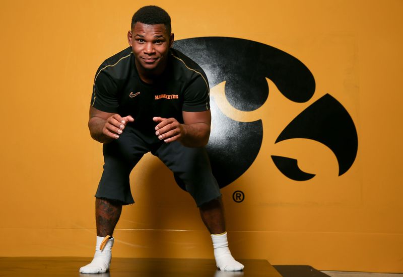 Gabe Arnold poses for a portrait during Iowa men’s wrestling media day Thursday, Oct. 31, 2024 in Iowa City, Iowa.
