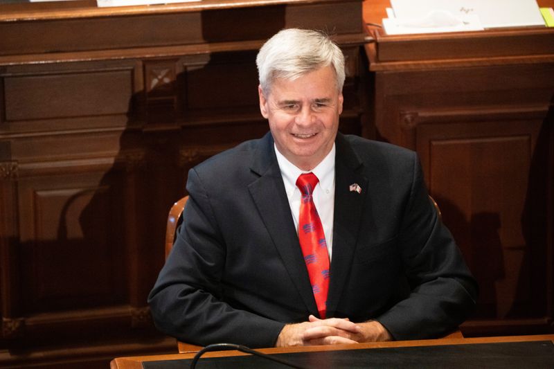 Sen. Dave Rowley, R-Spirit Lake, poses for the Senate's official photo during the first day of the 2025 Iowa Legislature at the Iowa State Capitol on Monday, Jan. 13, 2025, in Des Moines.