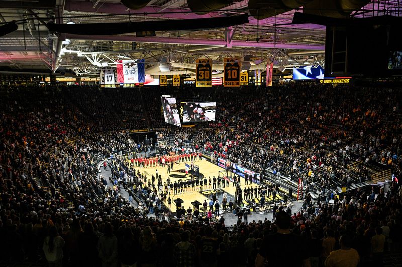 Dec 12, 2024; Iowa City, Iowa, USA; A general view of Carver-Hawkeye Arena before the game between the Iowa Hawkeyes and the Iowa State Cyclones. Mandatory Credit: Jeffrey Becker-Imagn Images