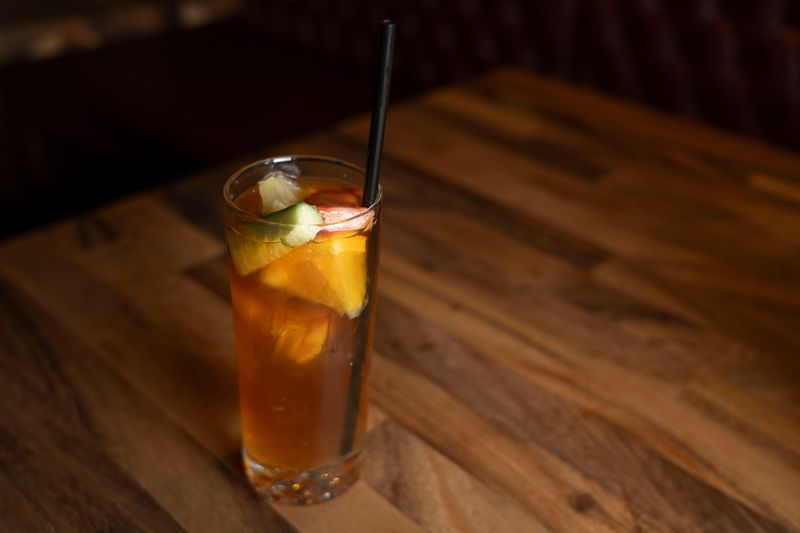 A Highland Park Punch, a Pimm's Cup, at The Fitz in the Highland Park neighborhood on Wednesday, April 9, 2025, in Des Moines.