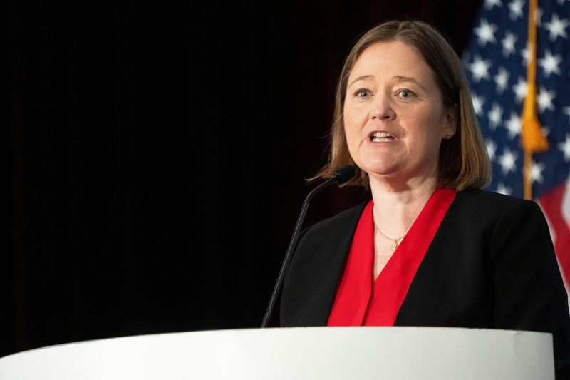 Iowa Attorney General Brenna Bird speaks during the Iowa Faith and Freedom Coalition 25th Annual Spring Kickoff at Horizon Events Center on Saturday, April 12, 2025, in Clive.