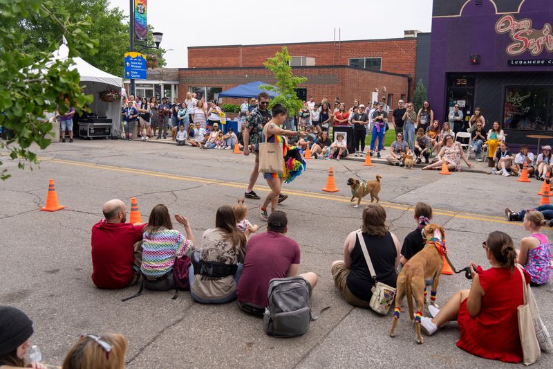 Pets walk in the Pet Parade during 2025 PrideFest on June 7, 2025, in Des Moines.