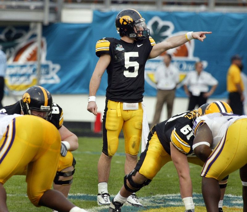 Jan. 1, 2005: Quarterback Drew Tate directs Iowa's offense against LSU during the second half of the Capital One Bowl.

Drew Tate