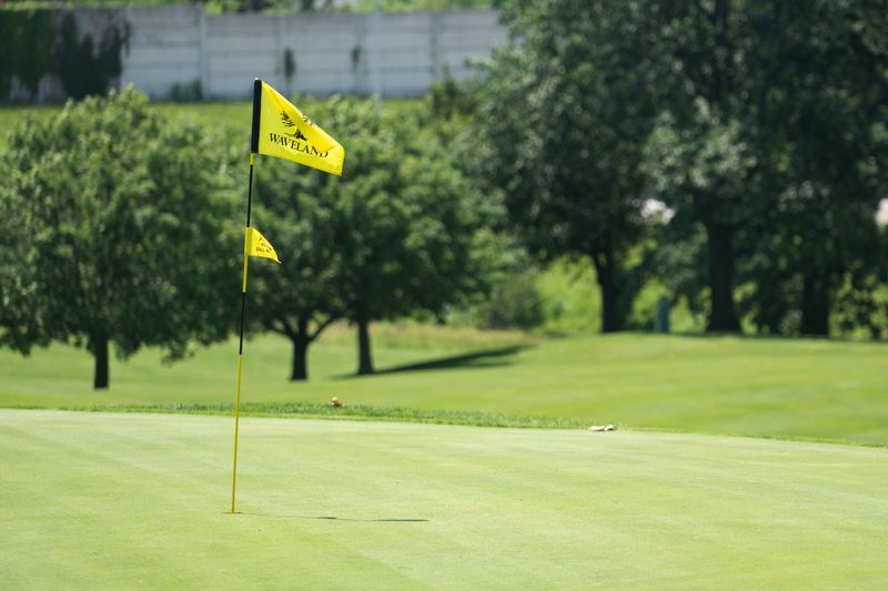 A Waveland Golf Course flag is seen near the Drake Municipal Observatory on June 20, 2025, in Des Moines.