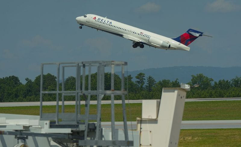 A Delta airplane takes off at Greenville Spartanburg International Airport in Greer, which expects to exceed 3 million passengers this year keeps growing. In the Summer of 2025, with added gates, restaurants, parking and more by the end of the year, the international hub adds modern features visitors come back to again.