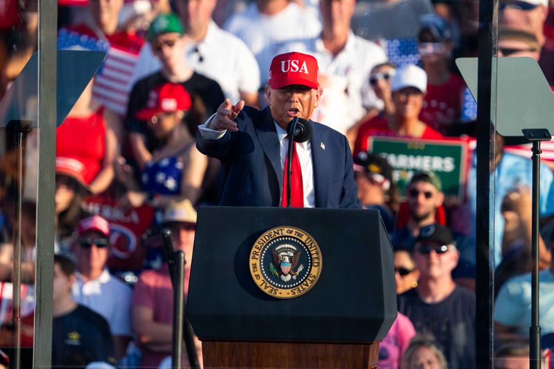 President Donald Trump speaks during the American 250 kickoff event on July 3, 2025, at the Iowa State Fairgrouds.