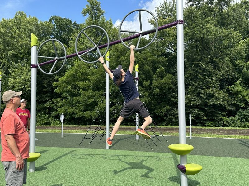 Children play at the new agility course at Carr Park in Ames. Taken July10, 2025.